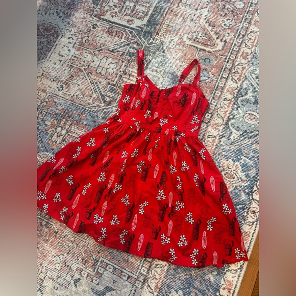 Disney Dresses & Skirts - Disney Lilo & Stitch Red Hawaiian Print Sundress |Fit & Flare| Adjustable Straps